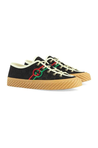 Gucci 703032 FAA5A 1182 Black Canvas Interlocking G Trainer Sneakers (GGM1738)-AmbrogioShoes