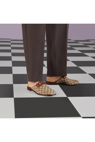 Gucci 719749 FAA0U 9768 Beige & Ebony Fabric / Calf-Skin Leather GG Jarkata Sandals (GGM1744)-AmbrogioShoes