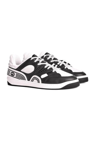 Gucci 722749 2SH80 1064 Black & White Demetra Fabric Basket Sneakers (GGM1739)-AmbrogioShoes