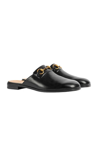 Gucci 723654 1W600 1000 Black Calf-Skin Leather GG Jarkata Mule(GGM1743)-AmbrogioShoes