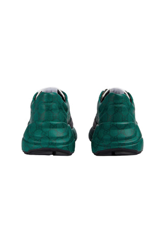 Gucci 746101 FAB4D 1059 Green, Black & White Nylon GG Supreme Rhyton Sneakers (GGM1741)-AmbrogioShoes