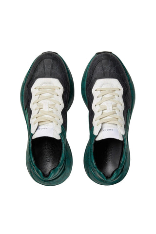 Gucci 746101 FAB4D 1059 Green, Black & White Nylon GG Supreme Rhyton Sneakers (GGM1741)-AmbrogioShoes