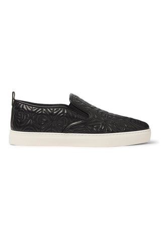 Gucci Dublin Men's Quilted Sneakers Black Leather Slip-On Shoes (GGM1709)-AmbrogioShoes