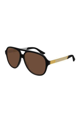 Gucci GG0688S Sunglasses Black / Brown (S) Men's-AmbrogioShoes