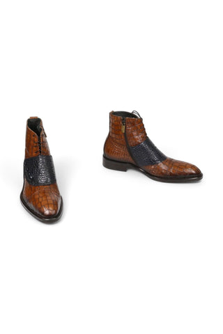 Jo Ghost 1788 Luisiana Crocodile Print Leather Ankle Boots (JG5322)-AmbrogioShoes