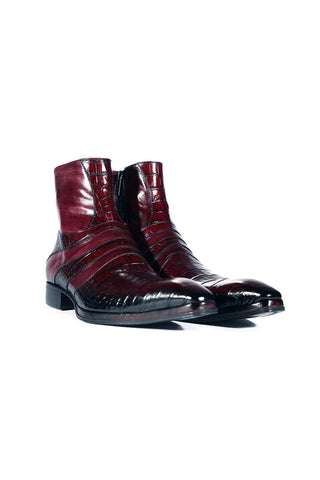 Jo Ghost 2727 BIS Crocodile Print / Buffalo Leather Ankle Boots (JG5302)-AmbrogioShoes