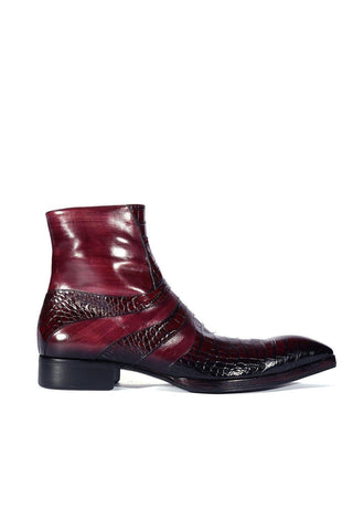 Jo Ghost 2727 BIS Crocodile Print / Buffalo Leather Ankle Boots (JG5302)-AmbrogioShoes