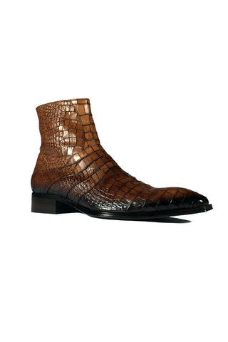 Jo Ghost 2727 BIS Crocodile Print / Leather Ankle Boots-AmbrogioShoes