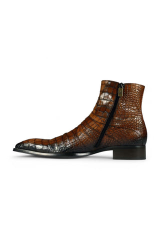 Jo Ghost 2727 BIS Crocodile Print / Leather Ankle Boots-AmbrogioShoes