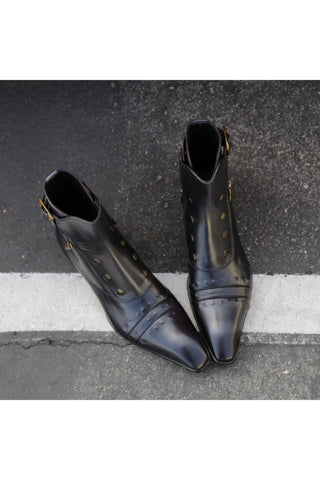 Jo Ghost 3206 Calf-Skin Leather Buckle Boots (JG5318)-AmbrogioShoes
