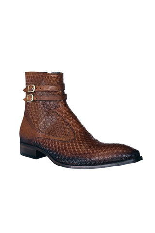 Jo Ghost 4996 Brown Multi Texture Print Leather Boots (JG5364)-AmbrogioShoes