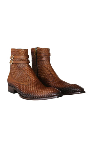 Jo Ghost 4996 Brown Multi Texture Print Leather Boots (JG5364)-AmbrogioShoes