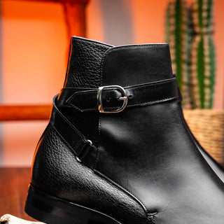 Zelli Italia 45-600 Men's Shoes Black Calf-Skin Leather Jodphur Boot (ZEL1071)