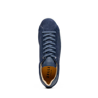 Zelli Italia Kobe Men's Shoes Navy Crocodile Print Goat-Skin Suede Sneaker (ZEL1059)