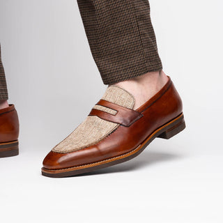 Zelli Italia Lago Men's Shoes Cognac Calf-Skin Leather Slip-On Penny Loafer (ZEL1022)