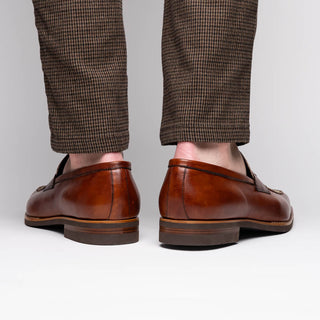 Zelli Italia Lago Men's Shoes Cognac Calf-Skin Leather Slip-On Penny Loafer (ZEL1022)