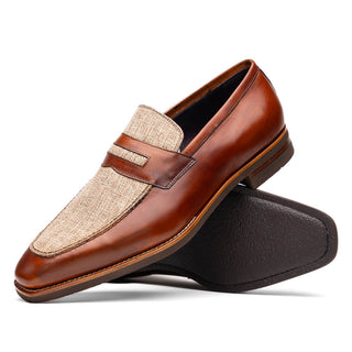 Zelli Italia Lago Men's Shoes Cognac Calf-Skin Leather Slip-On Penny Loafer (ZEL1022)