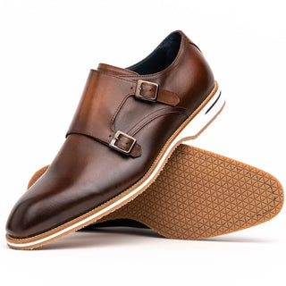 Zelli Italia Legerra Men's Shoes Brown Calf-Skin Leather Monk-Strap (ZEL1075)