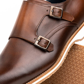 Zelli Italia Legerra Men's Shoes Brown Calf-Skin Leather Monk-Strap (ZEL1075)