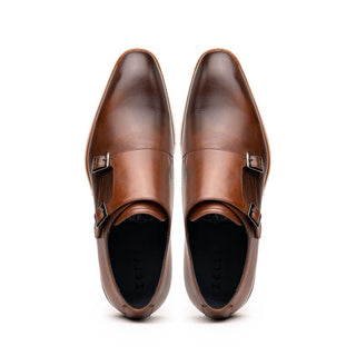 Zelli Italia Legerra Men's Shoes Brown Calf-Skin Leather Monk-Strap (ZEL1075)