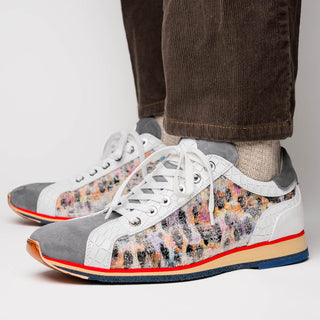 Zelli Italia Leo Men's Shoes Gray Multi Goat-Skin Suede Sneaker (ZEL1060)ueded Italian Goatskin Sneakers Grey Multi