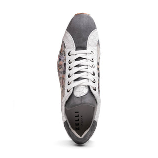 Zelli Italia Leo Men's Shoes Gray Multi Goat-Skin Suede Sneaker (ZEL1060)ueded Italian Goatskin Sneakers Grey Multi