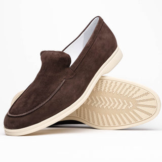 Zelli Italia Livorno Men's Shoes Mocha Goat-Skin Suede Slip-On Loafer (ZEL1030)