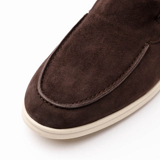 Zelli Italia Livorno Men's Shoes Mocha Goat-Skin Suede Slip-On Loafer (ZEL1030)