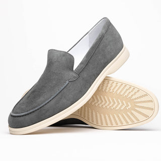 Zelli Italia Livorno Men's Shoes Gray Goat-Skin Suede Slip-On Loafer (ZEL1030)