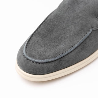 Zelli Italia Livorno Men's Shoes Gray Goat-Skin Suede Slip-On Loafer (ZEL1030)