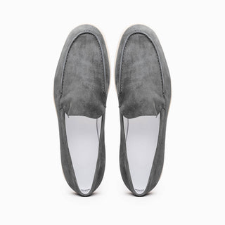 Zelli Italia Livorno Men's Shoes Gray Goat-Skin Suede Slip-On Loafer (ZEL1030)