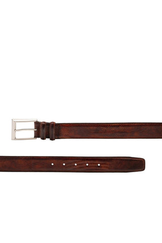 Magnanni 1166 Men's Cognac Exotic Tejulington Lizard Belt (MAGB1045)-AmbrogioShoes