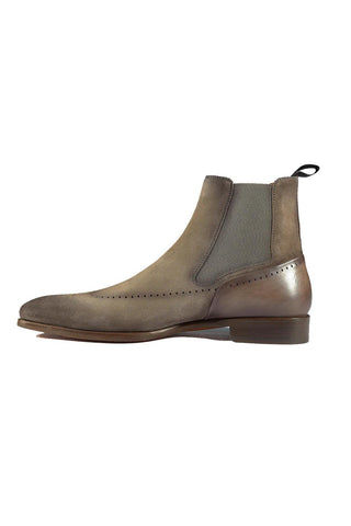 Magnanni 23501 Safari Gray Suede / Patina Leather Chelsea Boots (MAGS1086)-AmbrogioShoes