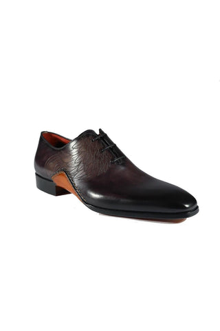 Magnanni 24133 Black & Gray Patina Leather Whole-cut Oxfords (MAGS1089)-AmbrogioShoes