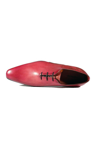 Magnanni 24140 Flamenco Pink Patina Leather Whole-Cut Oxfords (MAGS1096)-AmbrogioShoes