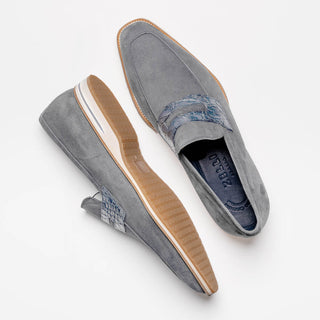 Zelli Italia Meo 3 Men's Shoes Gray Suede Goat Skin Penny Loafer (ZEL1002)