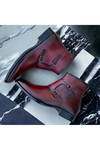 Mezlan E20464 Mokka Patina Calf-Skin Leather Buckle Boots (MZ3542)-AmbrogioShoes
