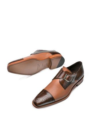 Phoenix Leather & Deer Single Monk-Strap-Dellamoda