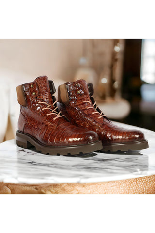 Mezlan RX4855F Exotic Crocodile / Suede Rugged Boots (MZ3552)-AmbrogioShoes