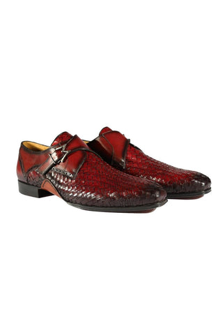 Mezlan S20271 Woven / Calf-Skin Leather Opanka Monk-Straps Loafers (MZ3484)-AmbrogioShoes
