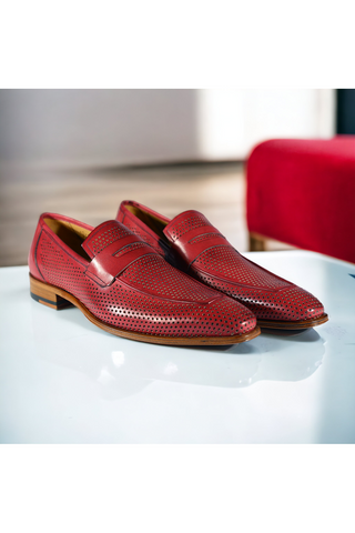 Mezlan S20296 Perforated Leather Classic Penny Loafers (MZ3482)-AmbrogioShoes