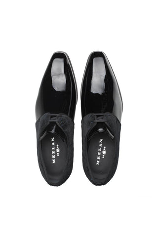 Mezlan S20307 Black Velvet / Patent Dress Derby (MZ3427)-AmbrogioShoes