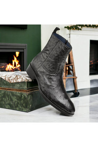 Mezlan SX4798-S Exotic Ostrich Straight-Heel Zipper Boots (MZ3436)-AmbrogioShoes