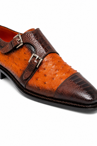 Mezlan SX4957-SP Ostrich / Lizard Double Monk-Strap-AmbrogioShoes