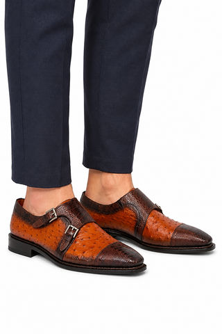 Mezlan SX4957-SP Ostrich / Lizard Double Monk-Strap-AmbrogioShoes