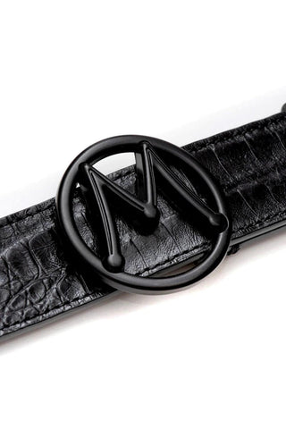 Mezlan SXB11491F Men's Crocodile Skin Circle Icon Belt (MZB1204)-AmbrogioShoes