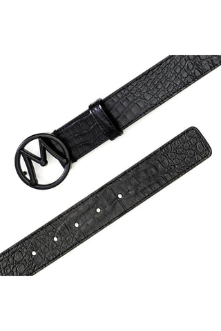 Mezlan SXB11491F Men's Crocodile Skin Circle Icon Belt (MZB1204)-AmbrogioShoes