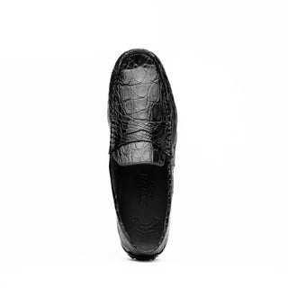 Zelli Italia Monza Men's Shoes Black Crocodile Skin Driver (ZEL1043)