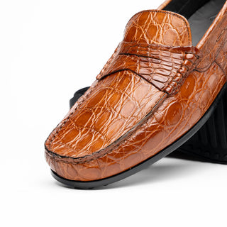 Zelli Italia Monza Men's Shoes Cognac Crocodile Skin Driver (ZEL1043)