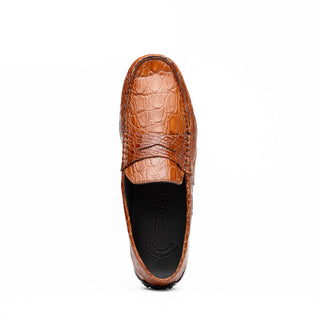 Zelli Italia Monza Men's Shoes Cognac Crocodile Skin Driver (ZEL1043)